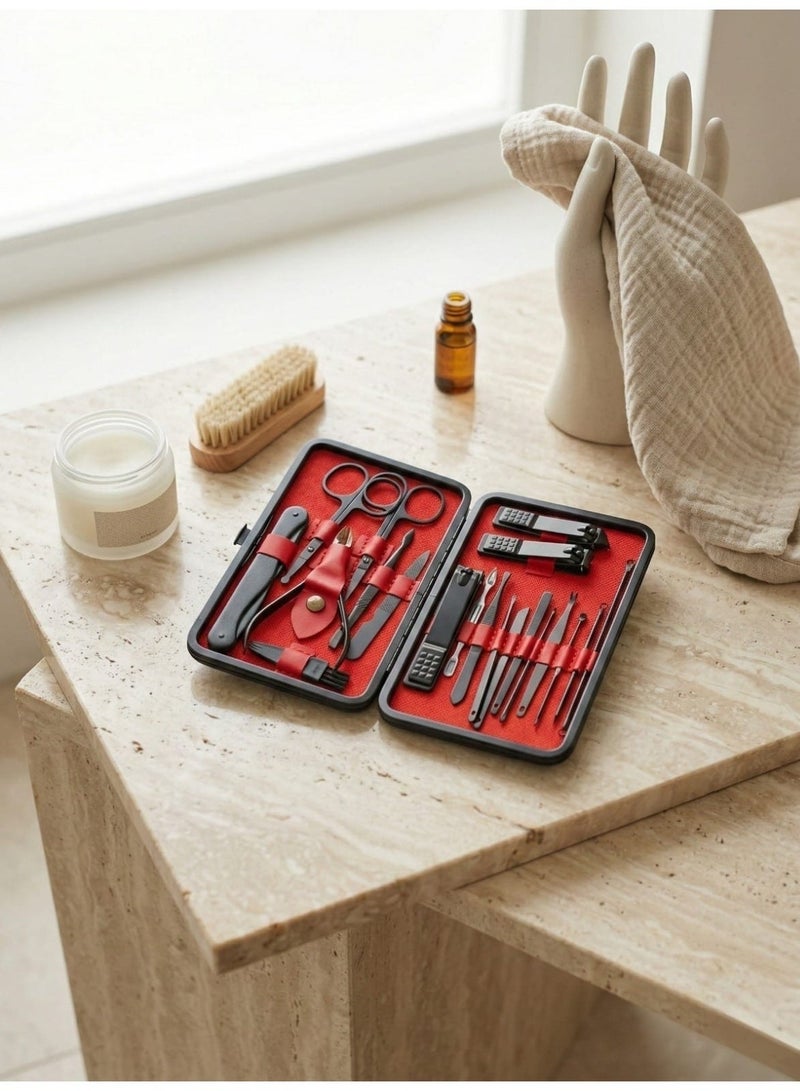 Professional 20-Piece Personal Care Kit , Integrated Nail Grooming Set for Men and Women , Stainless Steel Nail Cutting and Grooming Tools , Premium Personal Care Bag for Travel and Home , Body Grooming Kit , Personal Hygiene Tools , Hair Cutting and Plucking Tools , Nail Care Essentials , Nail Clippers , Manicure Set , Nail Trimmers , Nail Scissors , Nail File , Tweezers , Blackhead Removal Tools , Hair and Nail Scissors , Blackhead Remover Set , Nail Clipper Set , Personal Hair and Nail Care Set , Sharp Matte Black Coated Nail Clippers , 3-in-1 Face, Hand, and Foot Care Kit , Ear Cleaning and Blackhead and Dead Skin Removal Tools , Precision Nail File and Eyebrow Tweezers , Rust-Proof Pedicure Set , Portable and Organized Toiletry Bag , Perfect Gift for Personal Care , Professional Home Pedicure Tools , Modern Black and Orange Comprehensive Care Set , Sharp and Durable Tools for Easy Hand and Foot Nail Grooming. - Image 3