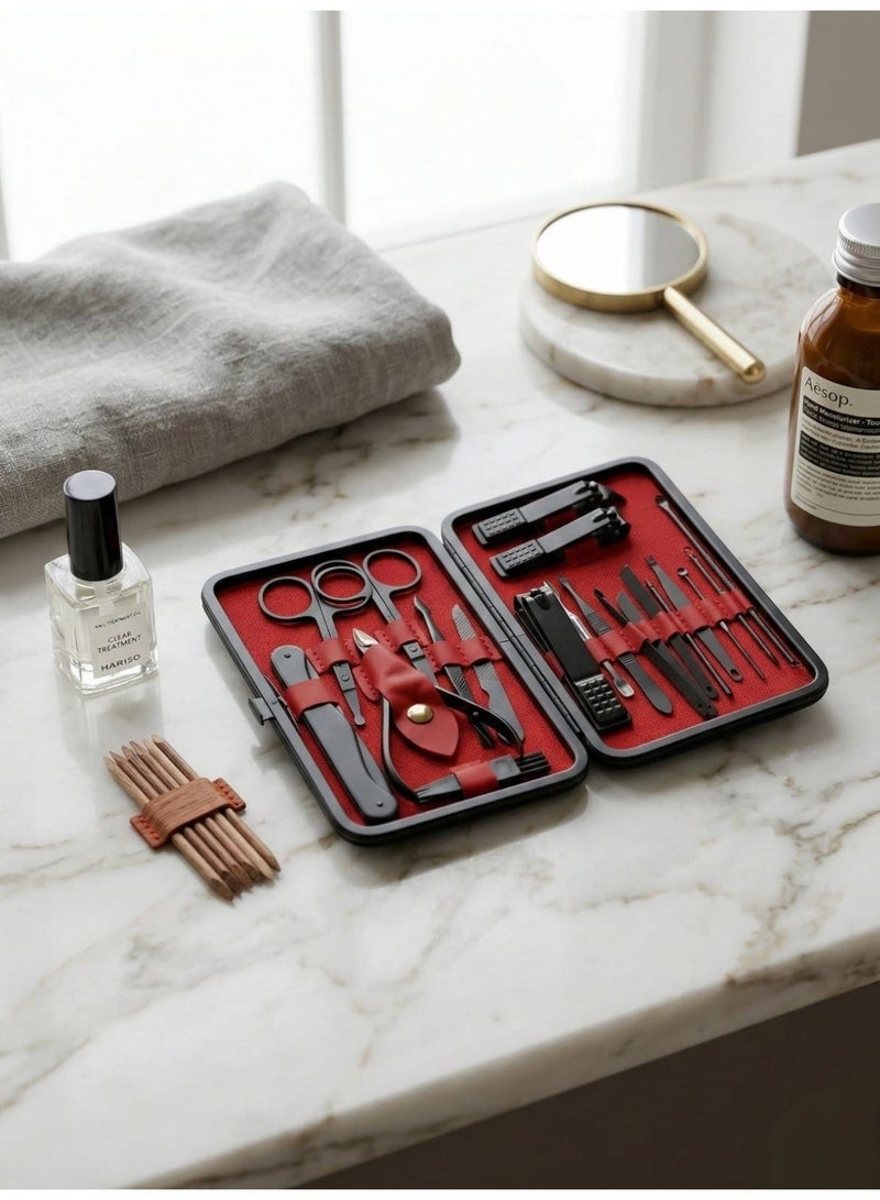 Professional 20-Piece Personal Care Kit , Integrated Nail Grooming Set for Men and Women , Stainless Steel Nail Cutting and Grooming Tools , Premium Personal Care Bag for Travel and Home , Body Grooming Kit , Personal Hygiene Tools , Hair Cutting and Plucking Tools , Nail Care Essentials , Nail Clippers , Manicure Set , Nail Trimmers , Nail Scissors , Nail File , Tweezers , Blackhead Removal Tools , Hair and Nail Scissors , Blackhead Remover Set , Nail Clipper Set , Personal Hair and Nail Care Set , Sharp Matte Black Coated Nail Clippers , 3-in-1 Face, Hand, and Foot Care Kit , Ear Cleaning and Blackhead and Dead Skin Removal Tools , Precision Nail File and Eyebrow Tweezers , Rust-Proof Pedicure Set , Portable and Organized Toiletry Bag , Perfect Gift for Personal Care , Professional Home Pedicure Tools , Modern Black and Orange Comprehensive Care Set , Sharp and Durable Tools for Easy Hand and Foot Nail Grooming. - Image 4