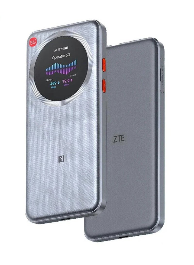ZTE U30 Pro MU5358 5G Mobile WiFi Hotspot,Unlocked 5G Portable Router, Wi-Fi 6, 5000mAh Battery, Touch Screen, Connect Up to 32 Devices, Ultra-Fast Mobile Broadband for Home & Travel silver - Image 2