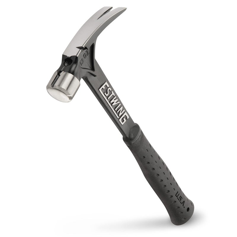 ESTWING Ultra Series Hammer 15 oz Short Handle Rip Claw Framing Hammer with Smooth Face Shock Reduction Grip EB15SR
