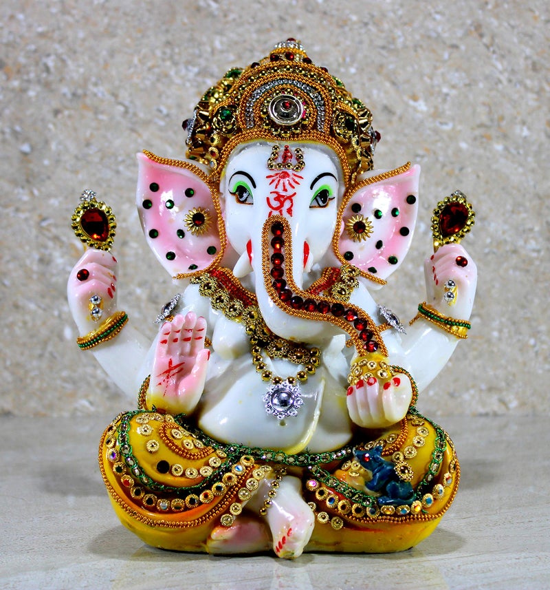 ESPLANADE Resin Ganesha Ganesh Ganapati Murti Idol Statue Sculpture - Multi-Colour - 9" Inches - Image 3