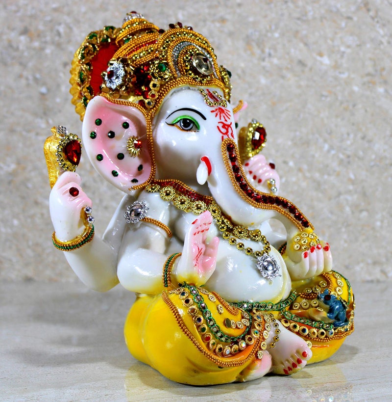 ESPLANADE Resin Ganesha Ganesh Ganapati Murti Idol Statue Sculpture - Multi-Colour - 9" Inches - Image 5