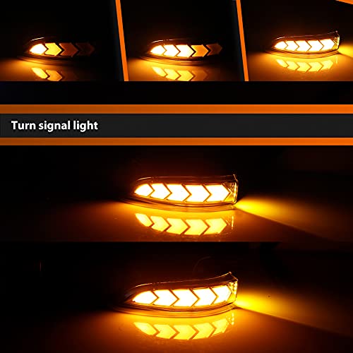 ADIIL Clear Dual Colors White/Amber Side Mirror Indicator Lights Sequential LED Dynamic Turn Signal Lights For 2013-2018 Toyota Avalon，2014-2019 Toyota Corolla，2012-2019 Toyota Prius C - Image 4