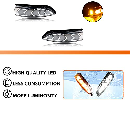 ADIIL Clear Dual Colors White/Amber Side Mirror Indicator Lights Sequential LED Dynamic Turn Signal Lights For 2013-2018 Toyota Avalon，2014-2019 Toyota Corolla，2012-2019 Toyota Prius C - Image 2