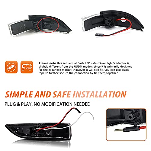 ADIIL Clear Dual Colors White/Amber Side Mirror Indicator Lights Sequential LED Dynamic Turn Signal Lights For 2013-2018 Toyota Avalon，2014-2019 Toyota Corolla，2012-2019 Toyota Prius C - Image 3
