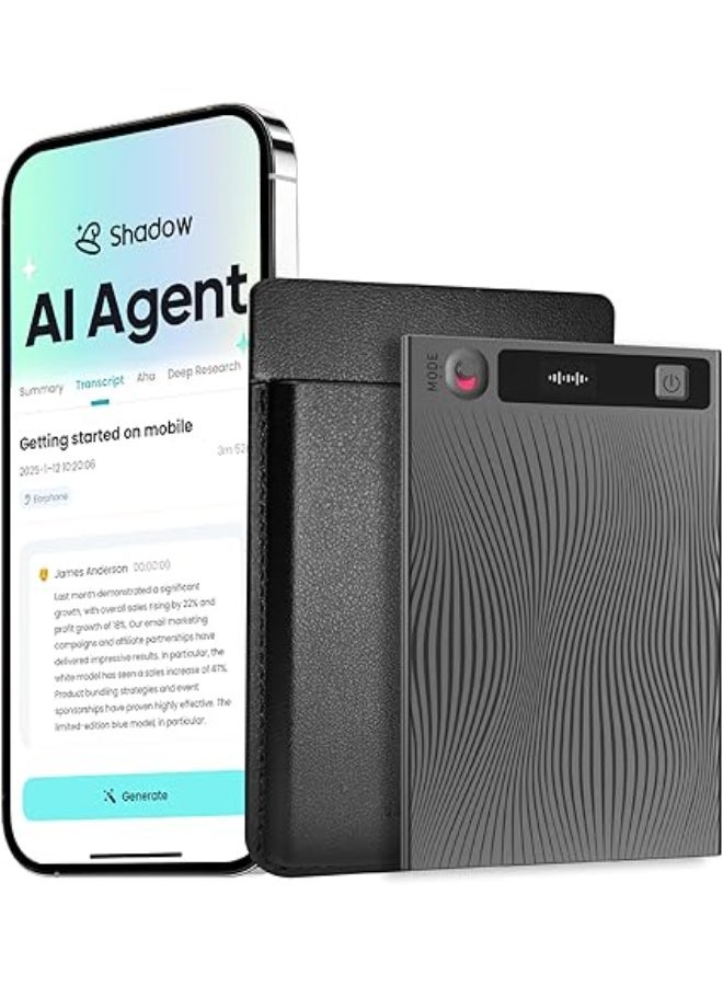 Mobvoi TicNote AI Voice Recorder 64GB Memory Note Recorder w/Case App Control 120+ Languages Transcribe Summarize with AI Shadow Digital Audio Recorder for Phone Calls Lectures Meetings Interviews - Image 1