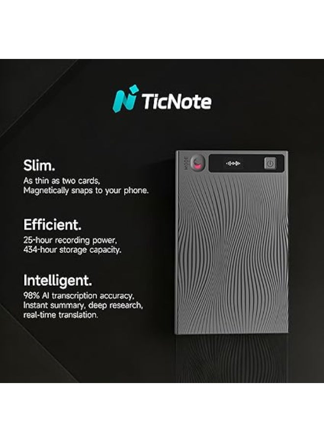 Mobvoi TicNote AI Voice Recorder 64GB Memory Note Recorder w/Case App Control 120+ Languages Transcribe Summarize with AI Shadow Digital Audio Recorder for Phone Calls Lectures Meetings Interviews - Image 4