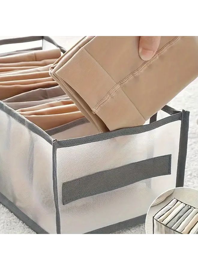 Gray Heavy Duty Fabric Wardrobe Organizer With Handle 7 Section Storage Drawer - Image 5
