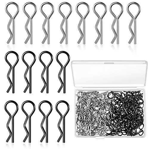 BBTO 120 Pieces Universal Rc Body Clips Car Silver and Black Stainless Steel R Clips for 1/10 1/12 Scale Redcat Hpi Himoto Hsp Exceed Rc Car Parts Truck Buggy Shell Replacement - Image 1