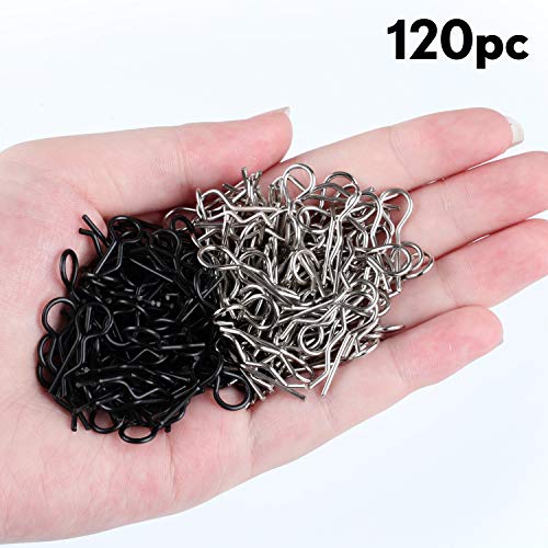 BBTO 120 Pieces Universal Rc Body Clips Car Silver and Black Stainless Steel R Clips for 1/10 1/12 Scale Redcat Hpi Himoto Hsp Exceed Rc Car Parts Truck Buggy Shell Replacement - Image 5