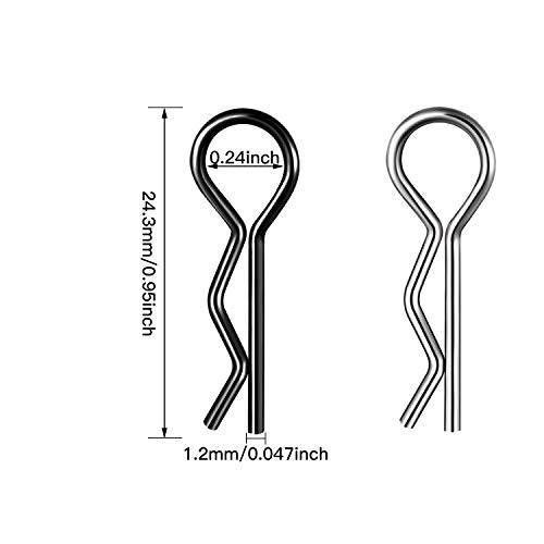 BBTO 120 Pieces Universal Rc Body Clips Car Silver and Black Stainless Steel R Clips for 1/10 1/12 Scale Redcat Hpi Himoto Hsp Exceed Rc Car Parts Truck Buggy Shell Replacement - Image 4
