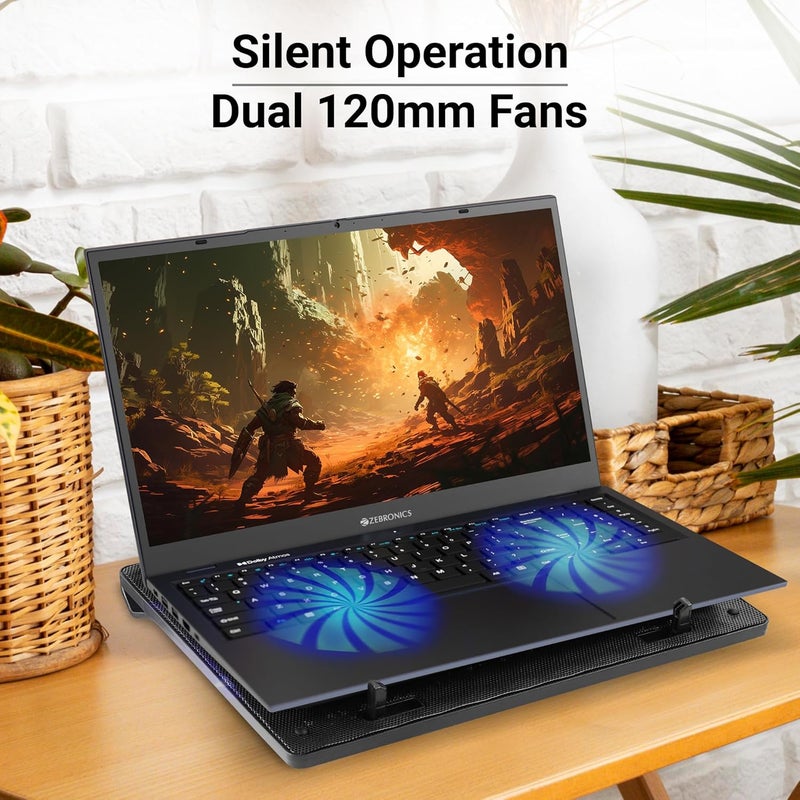 ZEBRONICS , ZEB-NC3300 USB Powered Laptop Cooling Pad with Dual Fan, Dual USB Port and Blue LED Lights - Image 5