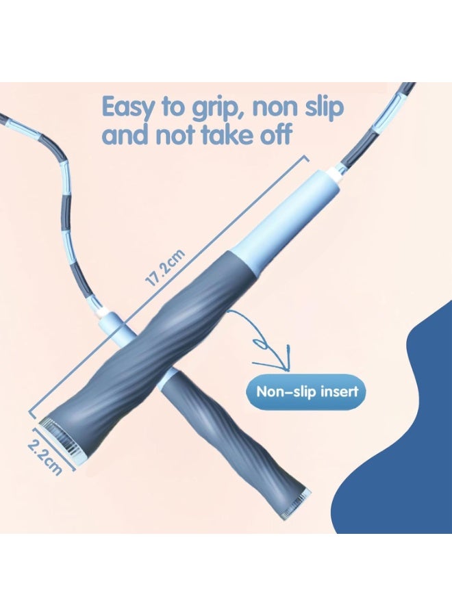 ساكن حبل القفز الناعم المزيّن بالخرز، حبل قفز خالٍ من التشابك قابل للتعديل مع مقابض ناعمة مضادة للانزلاق، حبل قفز للأطفال مجزأ 9.2 قدم للرجال والنساء والأطفال للحفاظ على لياقتهم البدنية - Image 2