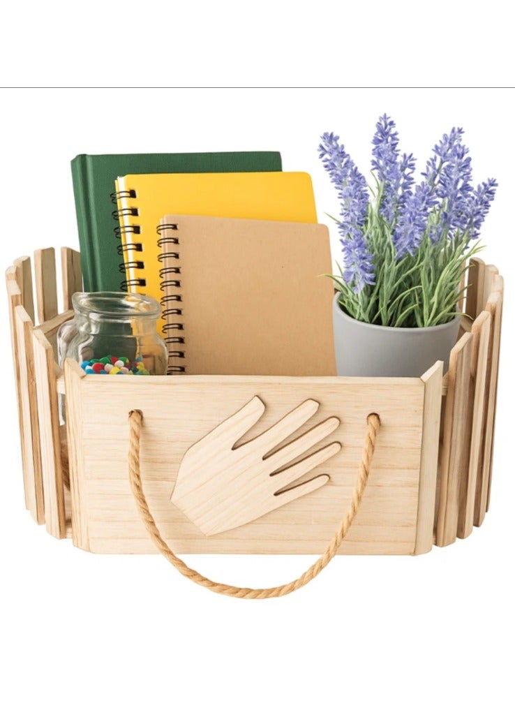 LINGWEI Storage Bins Vintage Solid Wood Storage Basket Desktop Toys Books Wooden Drawer Storage Box - Image 1