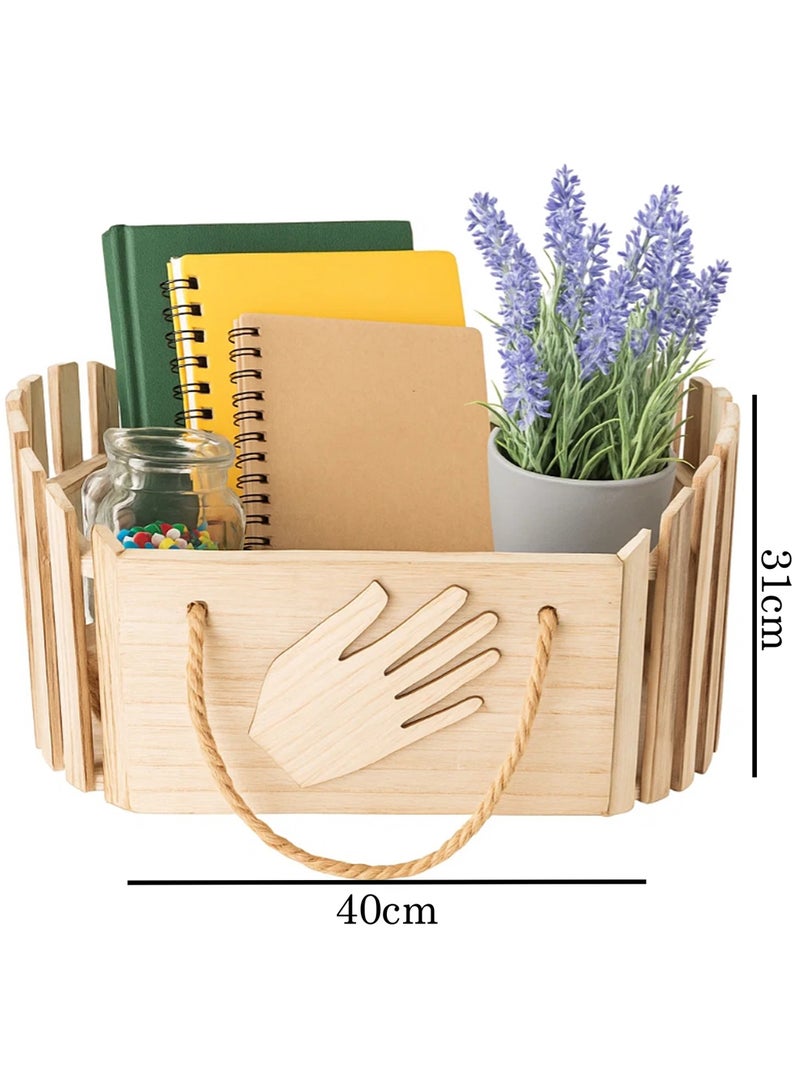 LINGWEI Storage Bins Vintage Solid Wood Storage Basket Desktop Toys Books Wooden Drawer Storage Box - Image 4