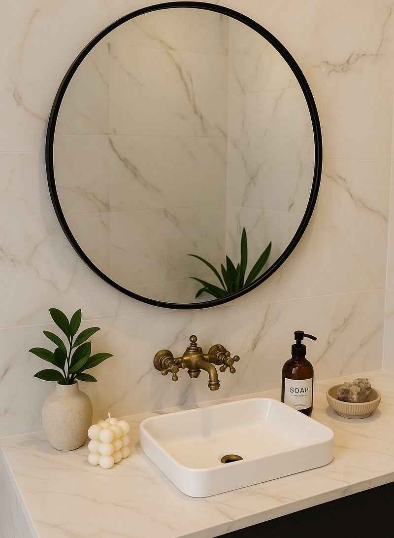 Glass Corner 100 Round Mirrors - Black - Image 2