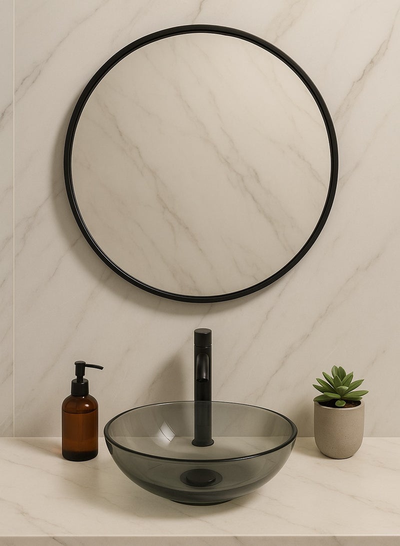 Glass Corner 100 Round Mirrors - Black - Image 4