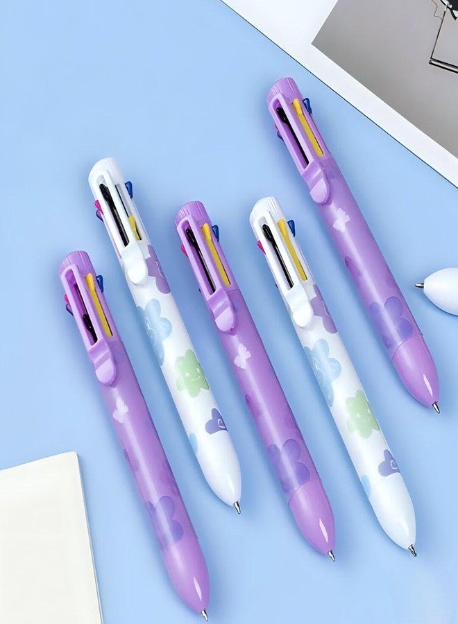 Radhya Accessories 8 in 1 Colorful Floral Ballpoint pen for School (Pack of 2) Flower 8 colors pen for office Pen for doodling Pens for adults - Image 1