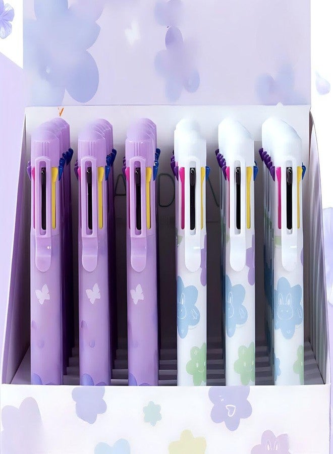 Radhya Accessories 8 in 1 Colorful Floral Ballpoint pen for School (Pack of 2) Flower 8 colors pen for office Pen for doodling Pens for adults - Image 2