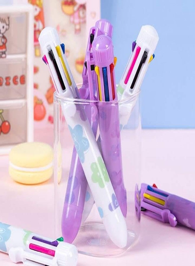 Radhya Accessories 8 in 1 Colorful Floral Ballpoint pen for School (Pack of 2) Flower 8 colors pen for office Pen for doodling Pens for adults - Image 4