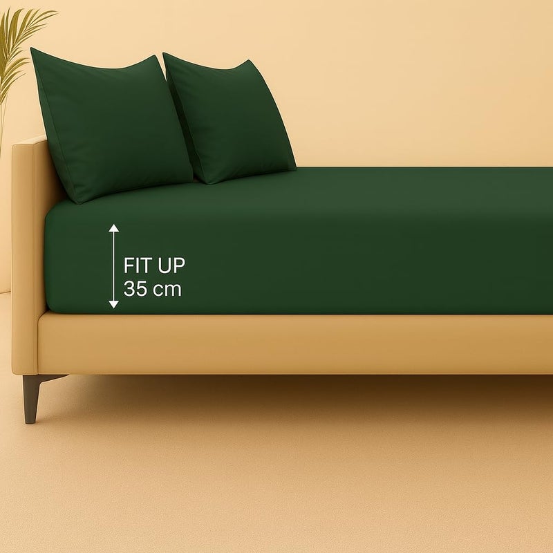 Amali  4 Pieces Bedsheet Set Single Size (120 x 200+35cm) Including 1 Duvet Cover 1 Fitted Sheet 1 Oxford & 1 Standard Pillowcases Durable & Long Lasting Quality - Image 3