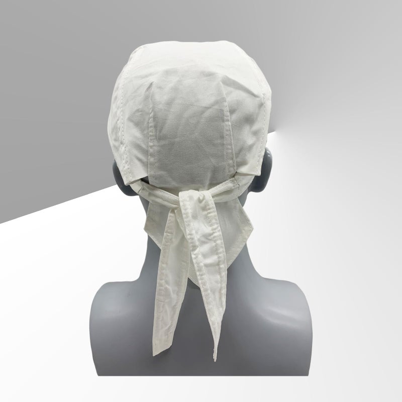 Owoniule Cotton Doo Rag Pirate Hat Skull Cap Sweat Wicking Head Wraps Breathable Helmet Liner Beanie Dew Rags for Men (White) - Image 3