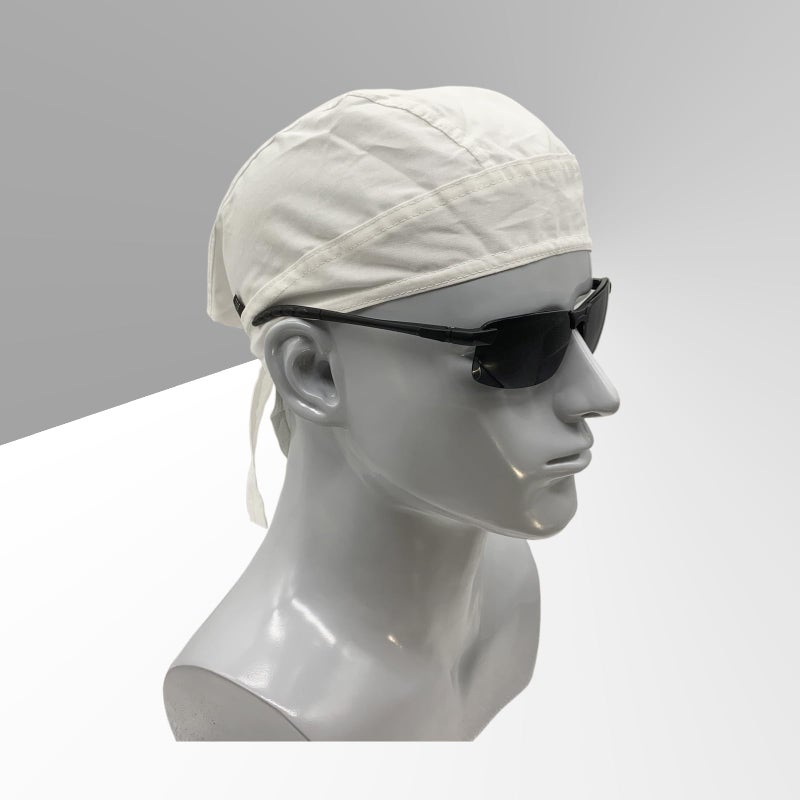 Owoniule Cotton Doo Rag Pirate Hat Skull Cap Sweat Wicking Head Wraps Breathable Helmet Liner Beanie Dew Rags for Men (White) - Image 2