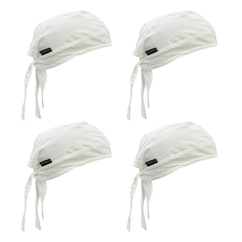 Owoniule Cotton Doo Rag Pirate Hat Skull Cap Sweat Wicking Head Wraps Breathable Helmet Liner Beanie Dew Rags for Men (White) - Image 1