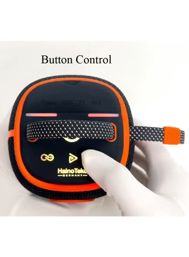Haino Teko S43 Portable Speaker with Button Control and RGB Color – Compact, High-Quality Sound, Ideal for Indoor & Outdoor Use, Red - Image 3