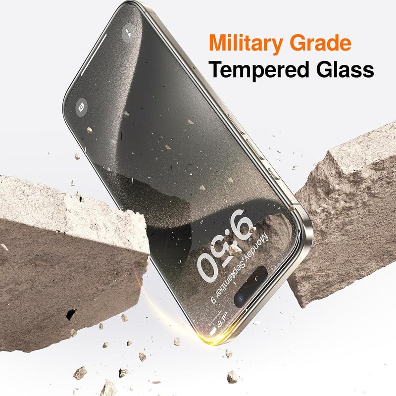 SmartDevil 2 Pack Screen Protector for iPhone 15 Pro Max, 9H Hardness Military Grade Shatterproof HD Clear Tempered Glass, Easy to Install, Auto Bubble-Free and Dust-Free Box, Case Friendly - Image 3