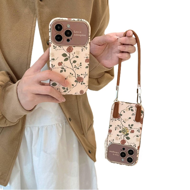 MS Leather Texture Protective Case for iPhone 17 / 17 Air / 17 Pro / 17 Pro Max with Drop Protection and Vintage Rose Pattern plus Shockproof plus Scratch Resistant in Single Shell - Image 2