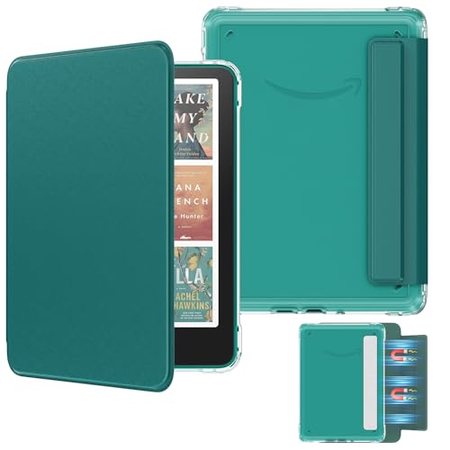 MoKo Detachable Magnetic Case for All-New 7" Kindle Paperwhite 12th Generation 2024 & Kindle Colorsoft 2024/2025,Ultra Clear Back Scratch-Proof Light & Shell Cover with Auto Wake/Sleep, Jade Green - Image 1