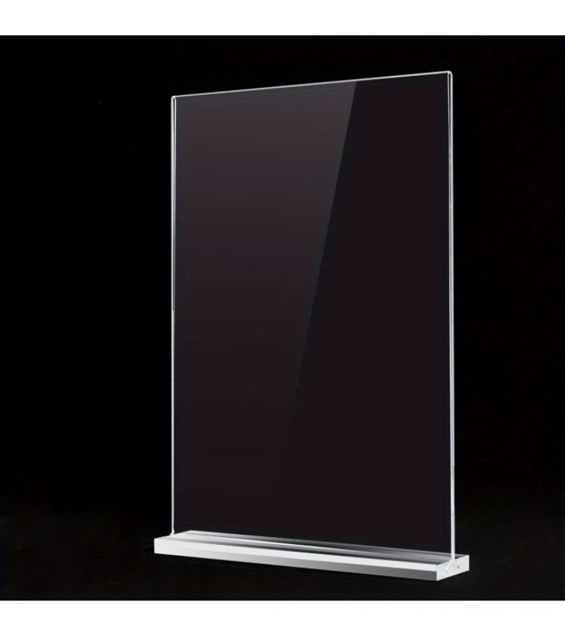Acrylic Double Sided T Type A4 Menu Display Stand with V Shaped Card Slot For Office Party - Image 1