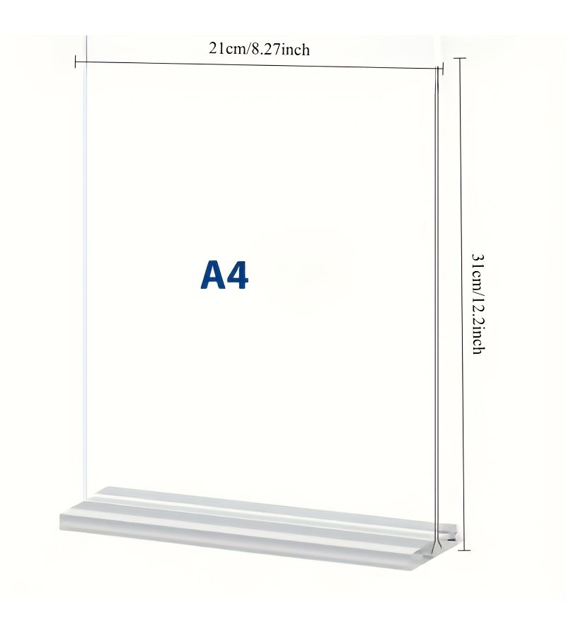 Acrylic Double Sided T Type A4 Menu Display Stand with V Shaped Card Slot For Office Party - Image 4