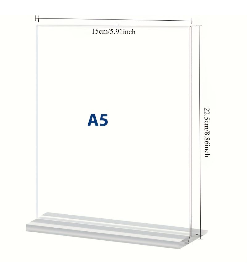 Acrylic Double Sided T Type A4 Menu Display Stand with V Shaped Card Slot For Office Party - Image 5