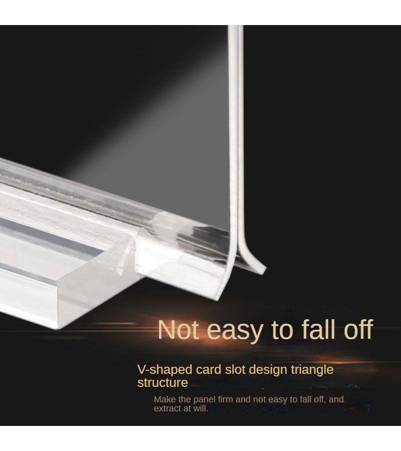 Acrylic Double Sided T Type A4 Menu Display Stand with V Shaped Card Slot For Office Party - Image 3