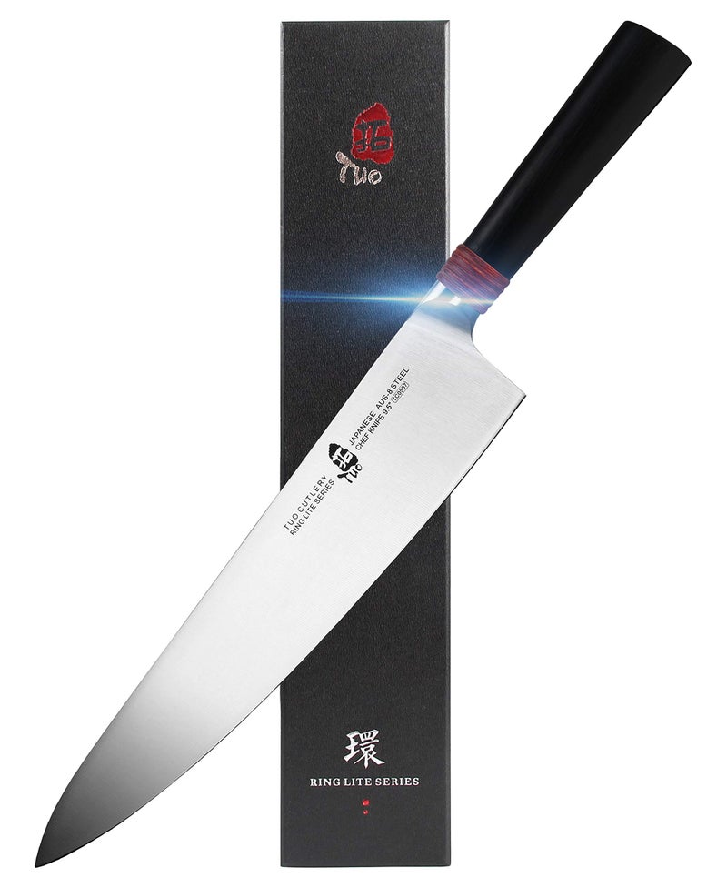 TUO TUO Chef Knife 95 inch Kitchen Knife Pro Japanese Gyuto Knives Razor Sharp Chefs Knife Cooking Knife for Vegetable Fruit and Meat AUS8 Stainless Steel Comfortable Handle Gift Box Ring Lite Series