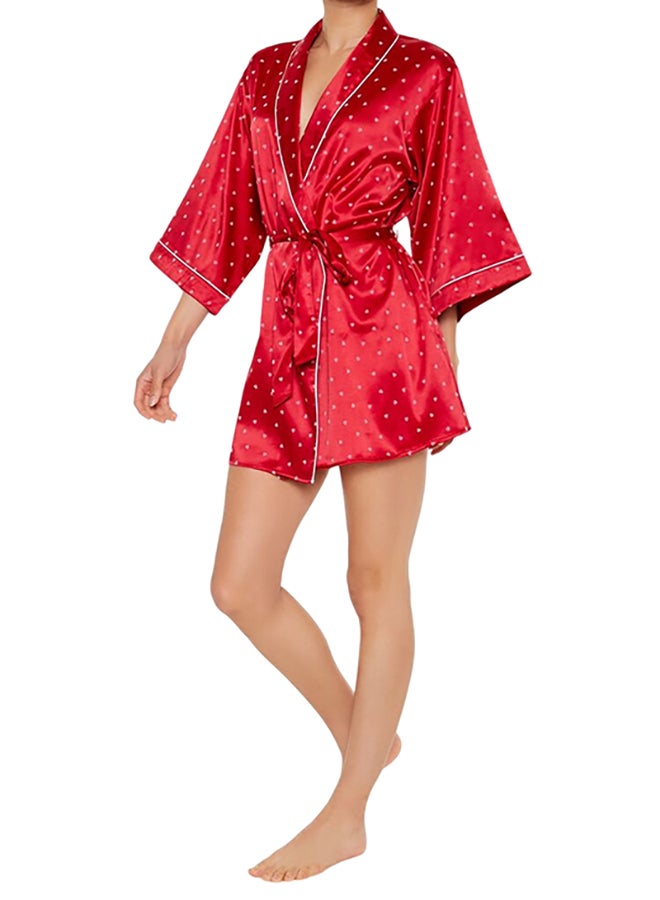 FOREVER 21 Satin Heart Print Robe  - Image 1