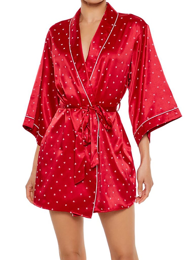 FOREVER 21 Satin Heart Print Robe  - Image 4