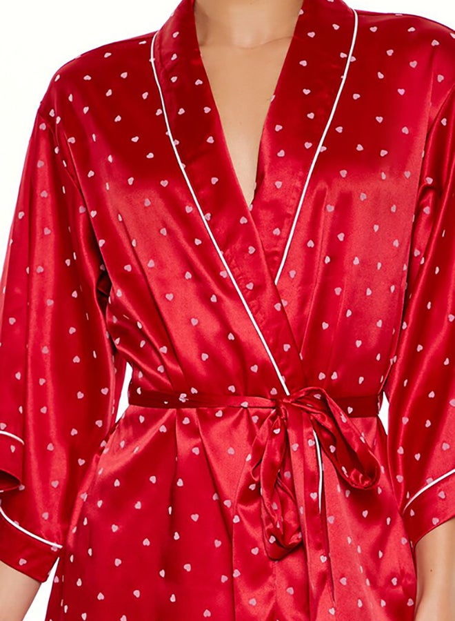 FOREVER 21 Satin Heart Print Robe  - Image 5