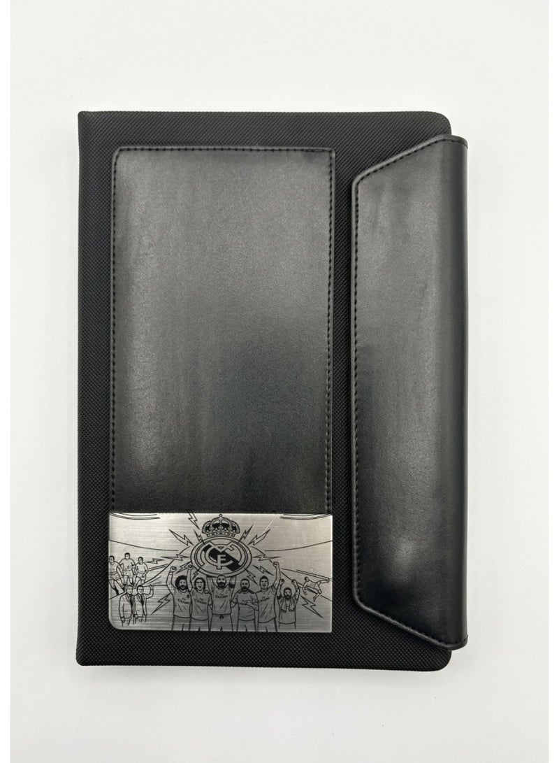 Black Leather Notebook with Real Madrid Logo – Premium Football Fan Design - Image 3