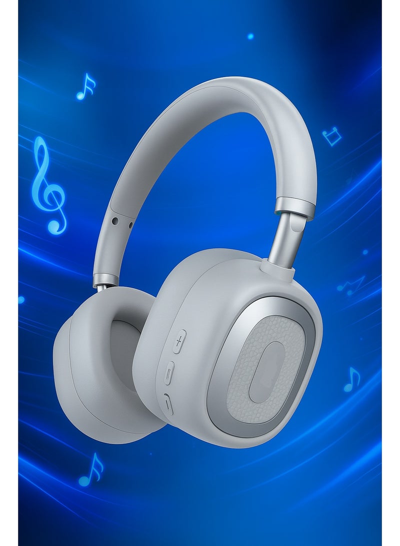 LS-256 Stereo Bluetooth Headphones - Lightweight with Comfortable Headband - Type-C Charging - 250mAh Battery - Grey - Image 3