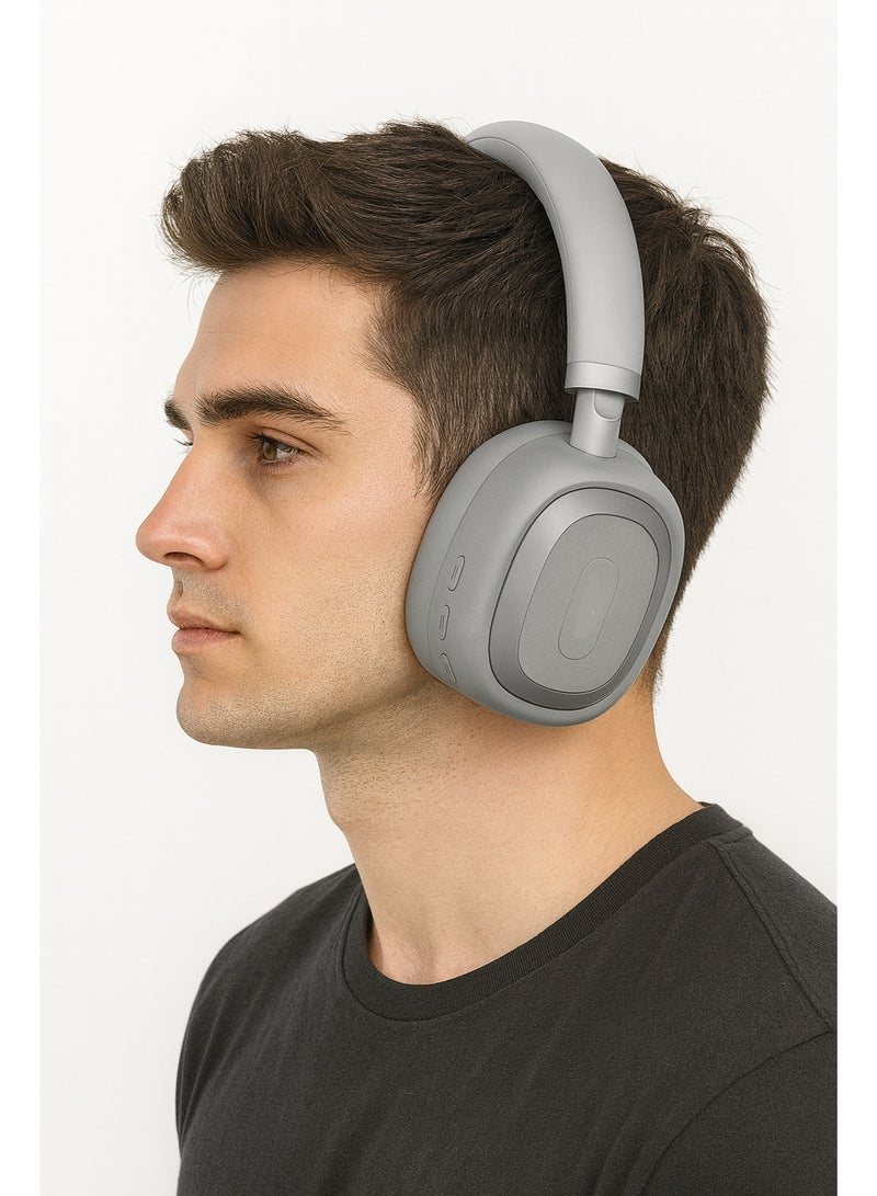 LS-256 Stereo Bluetooth Headphones - Lightweight with Comfortable Headband - Type-C Charging - 250mAh Battery - Grey - Image 4