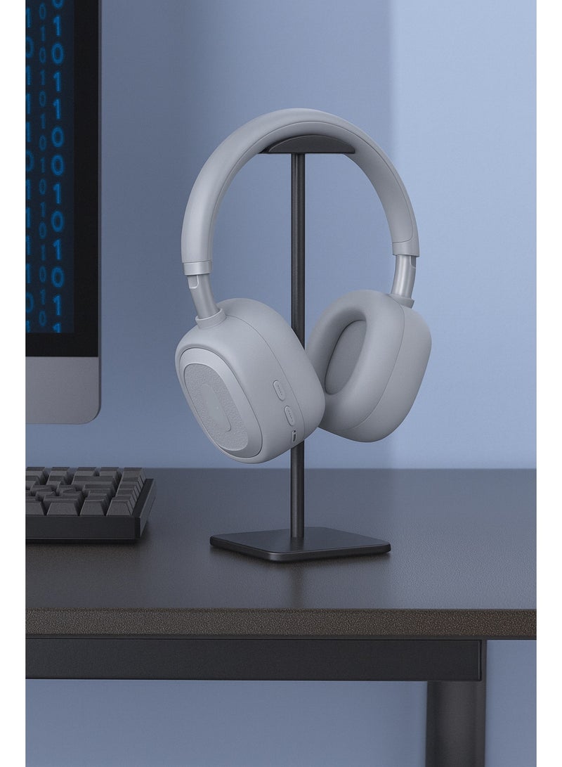 LS-256 Stereo Bluetooth Headphones - Lightweight with Comfortable Headband - Type-C Charging - 250mAh Battery - Grey - Image 2