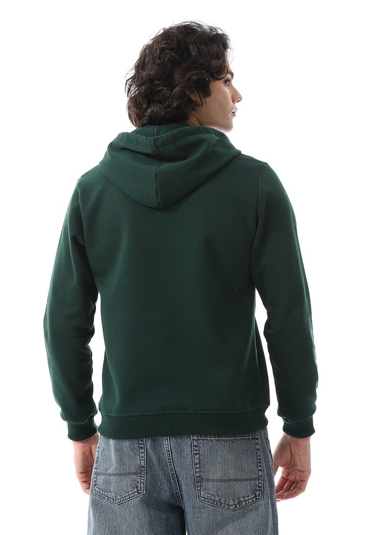 Andora Zipper Closure Hooded Fleeced Sweatshirt_ Dark Green  - Image 3