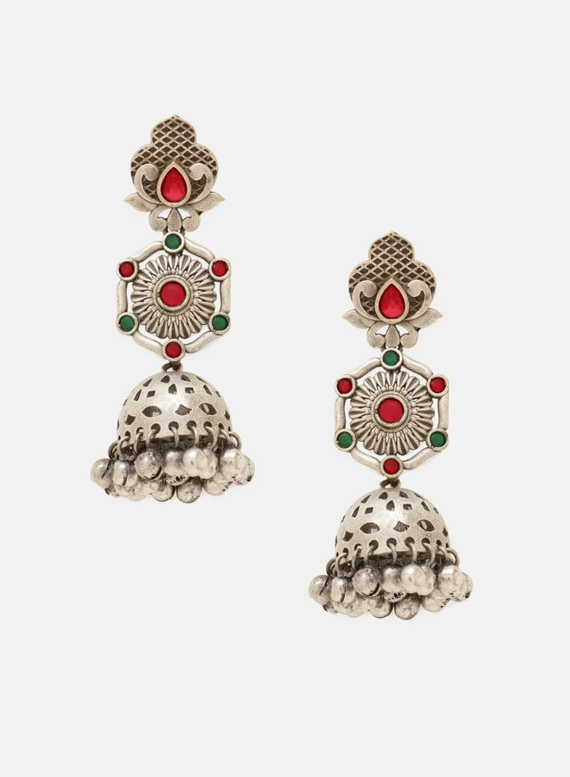 Priyaasi Plated Oxidised Contemporary Kemp Jhumkas Earrings