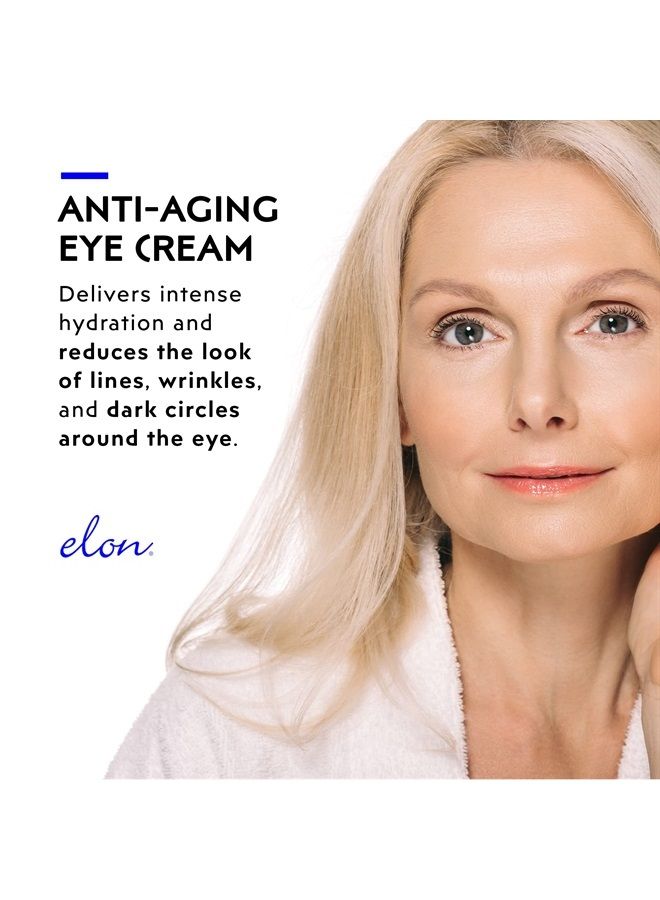 Elon Eye Cream for Hydrated & Firm Skin – Under Eye Cream w/ CoQ10 Supplement, Hyaluronic Acid Serum & MSM - Anti Aging Eye Cream for Fine Lines & Wrinkles (1oz/30ml) - Image 1