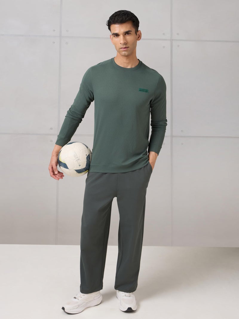 TECHNOSPORT Men's Slim Fit Textured Crew Neck Full Sleeve Active Out T-Shirt for Gym, Sports & Regular Use - (MTP912TRN_Trekking Green_L) - Image 4