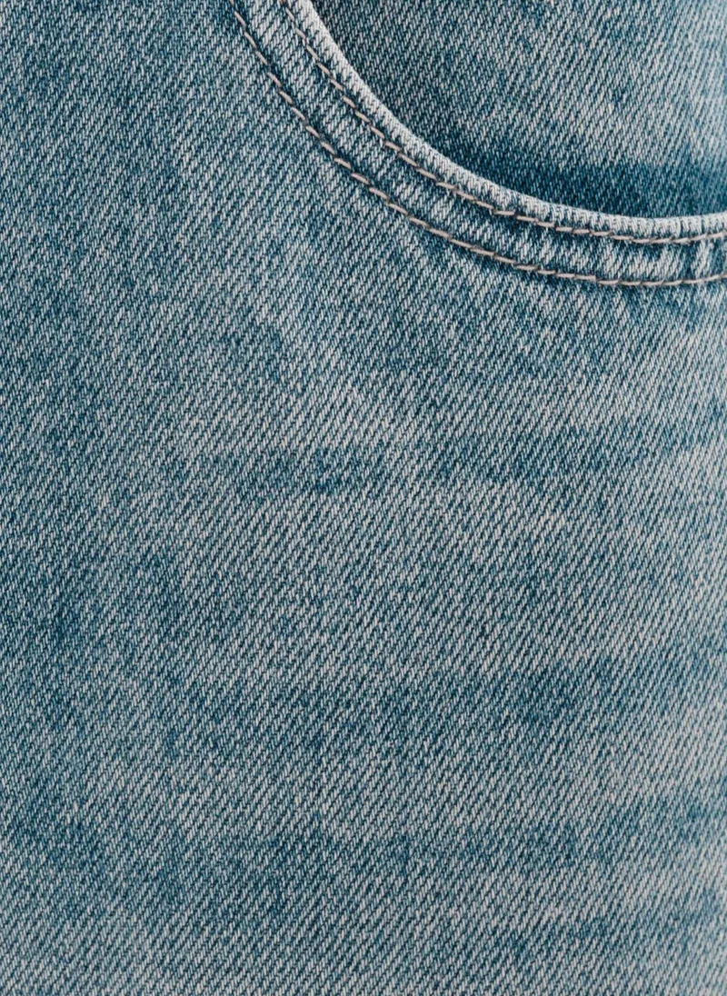 Lichi  Straight jeans with distressed accent on the thighs for Women | Best Price UAE