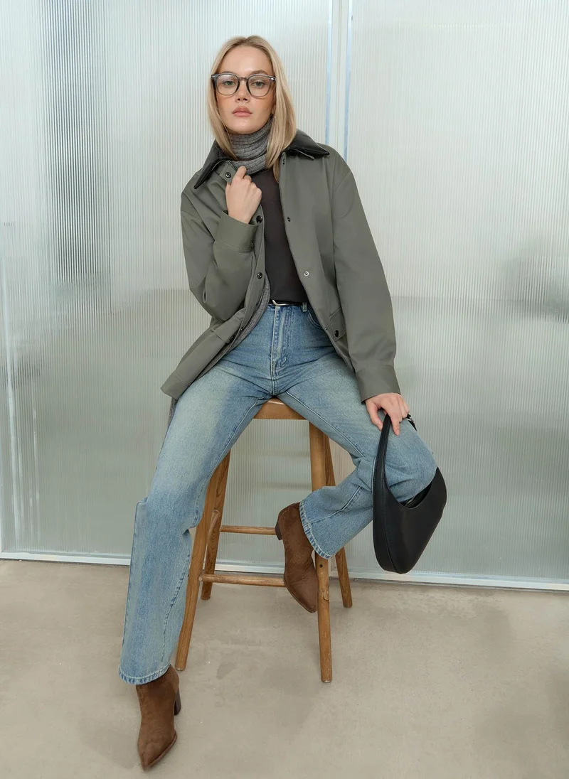 Lichi  Straight jeans with distressed accent on the thighs for Women | Best Price UAE
